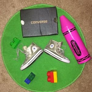 Gold/White Hi-Top Converse | Toddler Size 8/9